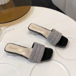 Korean style square head open toe flip flops women high heel sandals - Image 5