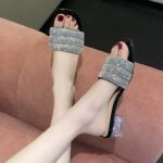 Korean style square head open toe flip flops women high heel sandals - Image 4