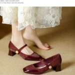 French square toe shallow mouth Mary Jane fairy style - Image 4
