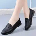 Genuine cowhide square toe slip-on shoes for women - Image 3