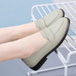 Genuine cowhide square toe slip-on shoes for women - Image 6