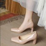 Nude patent leather single shoes women's - Image 2