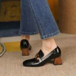 Retro soft leather high heels for women - Image 6