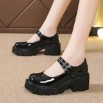 French high heels thick heels thick sole British style - Image 2