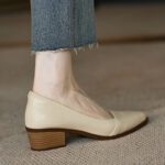 Soft French shallow mouth medium heels apricot women’s heels - Image 2