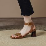 French retro one-strap open-toe sandals for women - Image 3