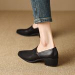 Women’s mid-heeled shoes with deep mouth, thick heels - Image 2