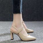 Soft leather high heels for women