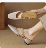 Chinese style baotou half slippers for women