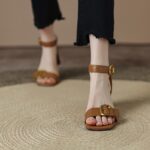 French retro one-strap open-toe sandals for women - Image 2