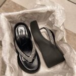 Rhinestone silver ultra-high heel wedge heel thick-soled - Image 3