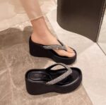 Rhinestone silver ultra-high heel wedge heel thick-soled - Image 4