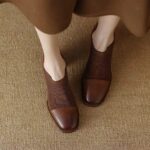 French retro soft leather square toe high heels and bare ankle boots - Image 2