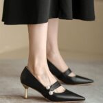 Fairy white French high heels women pointed toe spring and autumn