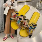 Colorful ribbon bow flat heel slippers for women - Image 4