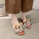 Colorful ribbon bow flat heel slippers for women - Image 3