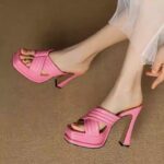 Open-toe waterproof platform thick heels - Image 4