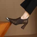 Genuine leather high heels deep mouth single shoes - Image 2