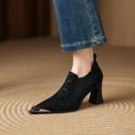 Genuine leather high heels deep mouth single shoes - Image 3