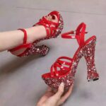 Hentian high 18cm super high heel sandals elegant rhinestone - Image 3