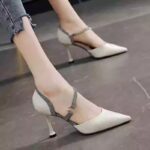 Brand shoes shallow mouth rhinestone high heel