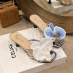 Summer New Three-dimensional Flower Stiletto Slippers - Image 2