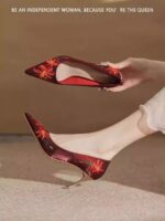 Elegant toast shoes with cheongsam high heels - Image 6