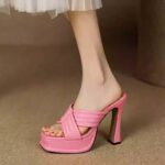 Open-toe waterproof platform thick heels