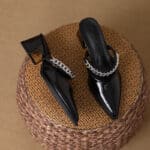Genuine leather beautiful closed toe half slippers for women - Image 2