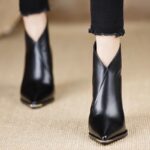 Thick heel pointed toe short boots for women - Image 2