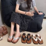 Fashionable all-match square toe slippers - Image 3