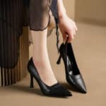 Women's black work shoes spring and autumn seasons single shoes