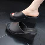 High-heeled slippers for women in summer thick-soled wedge heels - Image 5