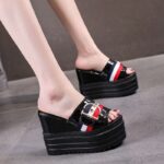 Wedge heel thick bottom fish mouth slipper