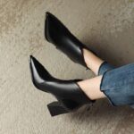 Thick heel pointed toe short boots for women - Image 4