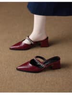 Genuine leather beautiful closed toe half slippers for women - Image 6