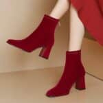 Chunky heel high heels boot for women's
