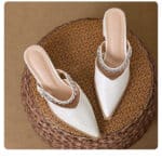 Genuine leather beautiful closed toe half slippers for women - Image 5