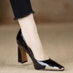 Square head metal patent leather stiletto high heels - Image 3