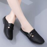 Flat Soft Leather Hollow Breathable Mom Shoes for Outdoor Wear - Image 4