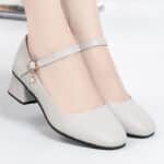 Spring and Autumn square toe elegant soft bottom soft surface comfortable solid color