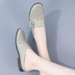 Flat Soft Leather Hollow Breathable Mom Shoes for Outdoor Wear - Image 2